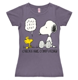Peanuts - Chicks Are Confusing - New Girls T-Shirt - lavender